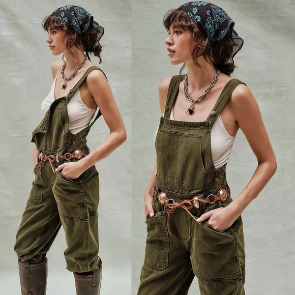 Free People Pants - NWT Free People Just In Time Overalls Green
